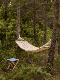 Outdoor Market Hammock Beige With Red Stripe