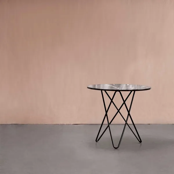 Mini O Table Sidebord Ø40 cm Sort/Grå Marmor