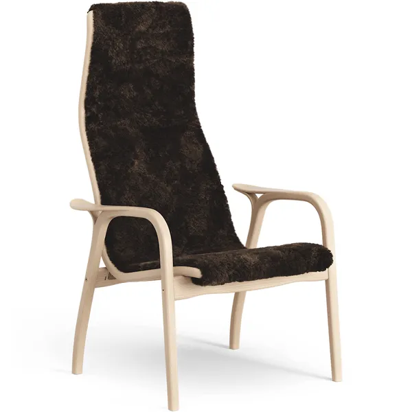 Lamino Fåtölj Fårskinn/Lackad bok Espresso