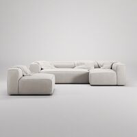 Grand 4-Seter Sofa Divan Høyre med Lenestol Moon White
