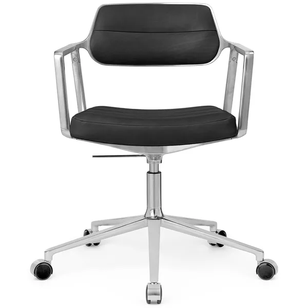 453+ Svingstol Med Hjul Polert Aluminium / Black Leather