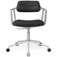 453+ Svingstol Med Hjul Polert Aluminium / Black Leather