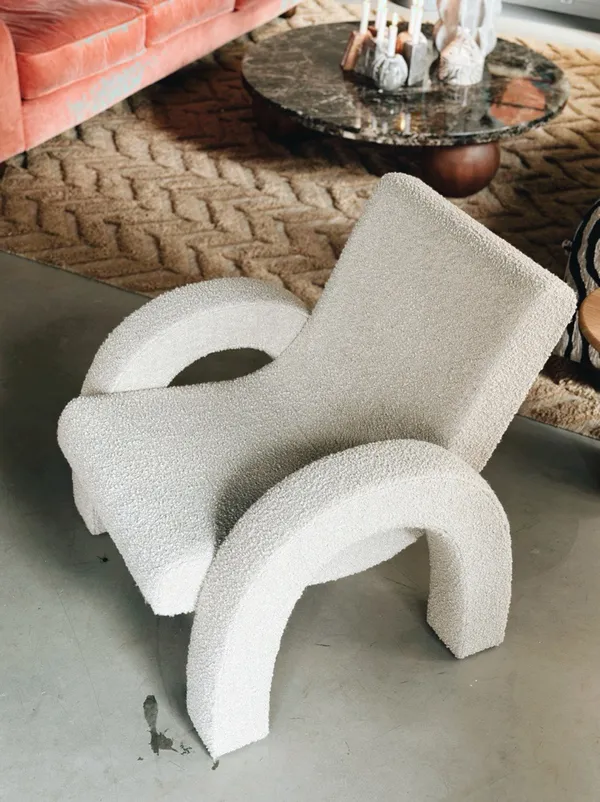 Arco Loungefåtölj Liten Bouclé Beige