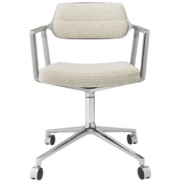 453 Swivel Chair With Castors Wavy Off-white