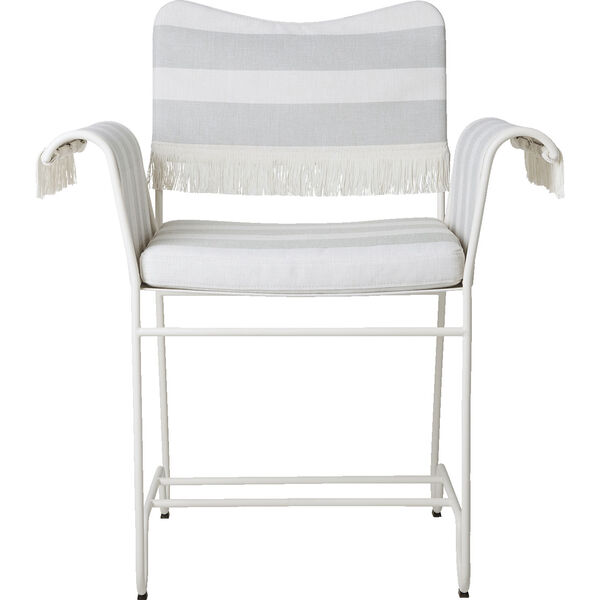 Tropique Spisebordsstol med Frynse Classic White Semi Matt / Leslie Stripe 20
