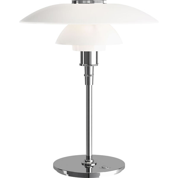 PH 4½-3½ Glass Bordlampe Forkrommet/Hvitt Opalglass