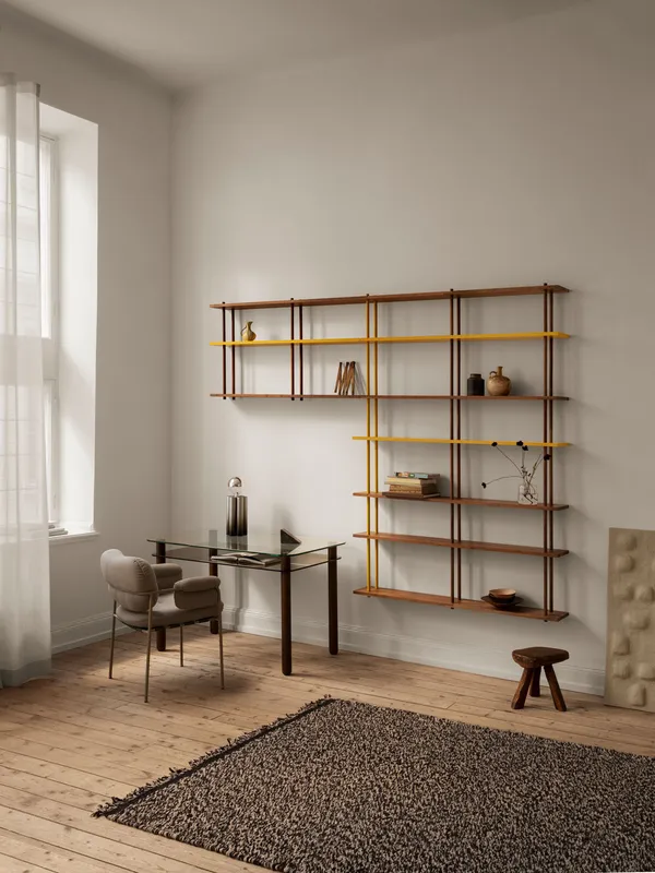 Bond Shelf W106 Walnut / Yellow