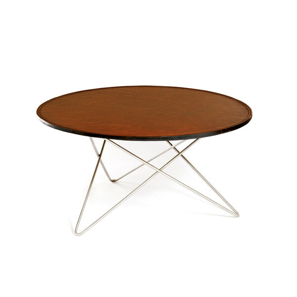 O Table Soffbord Ø80 cm Stål/Konjak läder