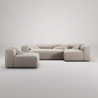Grand 4-Seter Sofa Divan Høyre med Lenestol Sandshell Beige