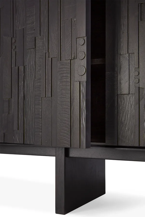 Teak Mosaik Sideboard Fyra Dörrar