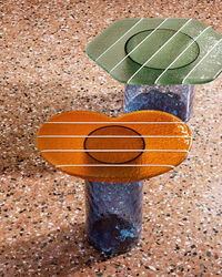 Striche Side Table Orange / Blue