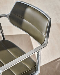 453+ Swivel Chair Polished Aluminium / Bosco Green Leather