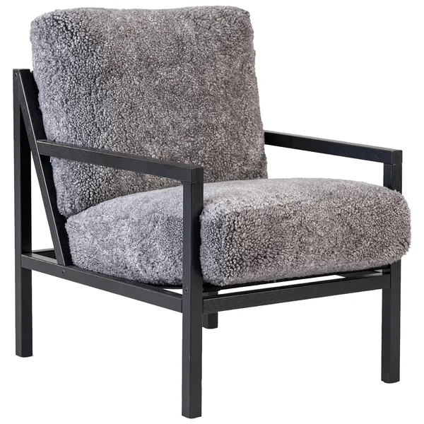 Seventy Five Wood Nojatuoli Musta Tammi / Lampaannahka Scandinavian Grey