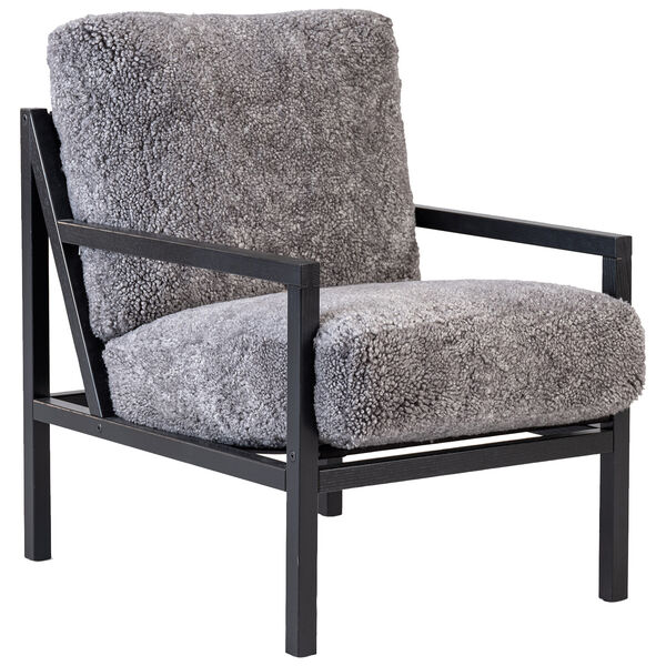 Seventy Five Wood Lenestol Svart Eik / Saueskinn Scandinavian Grey