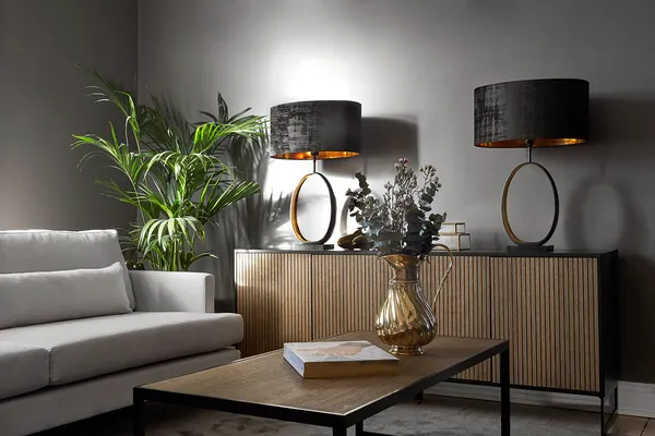 Line Burned Walnut Skænk 4 døre Sort/Sort