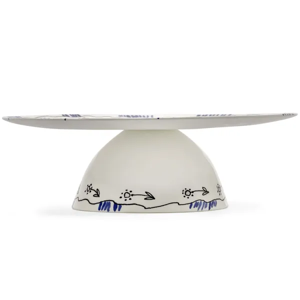 Midnight Flowers Cake Stand Large 28 cm Milk