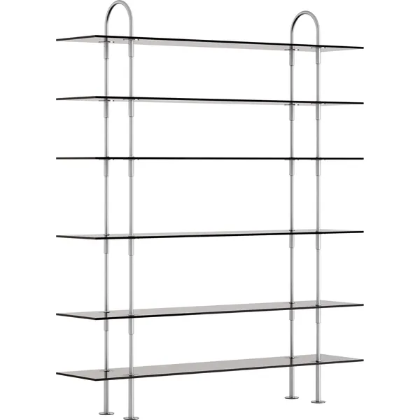Keen Hyldesystem Med 6 Hylder 160 cm Satinpoleret Rustfrit stål / Tonet Glas
