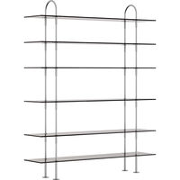Keen Hyldesystem Med 6 Hylder 160 cm Satinpoleret Rustfrit stål / Tonet Glas