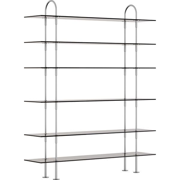 Keen Hyldesystem Med 6 Hylder 160 cm Satinpoleret Rustfrit stål / Tonet Glas