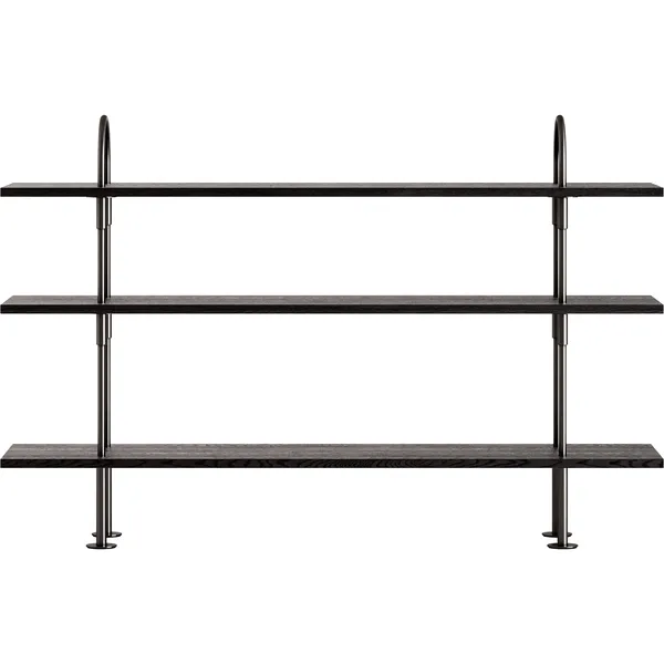 Keen Hyllsystem Med 3 Hyllplan 160 cm Svart Mässing / Svartbrunbetsad Ask