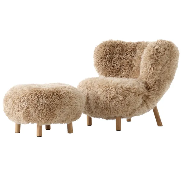 Little Petra VB1 Loungestol Set Fårskinn Honey / Oljad Ek