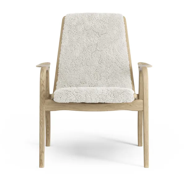 Laminett Lænestol Fåreskind Lakeret Egetræ / Offwhite