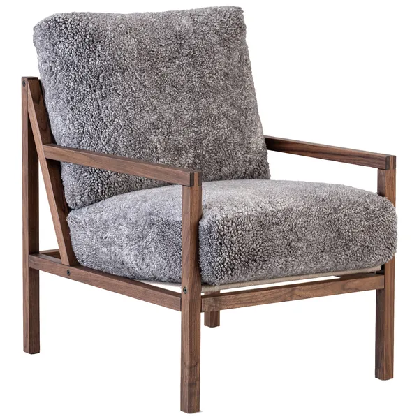 Seventy Five Wood Nojatuoli Pähkinäpuu / Lampaannahka Scandinavian Grey
