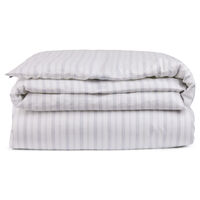Striped Lyocell/Cotton Sengesæt 220x220 cm Hvidt/Støvet Blå