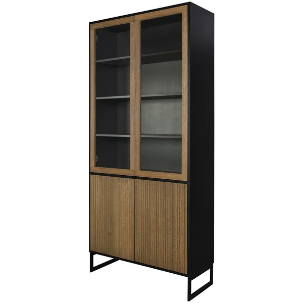 Line Burned Walnut Vitrineskab Sort / Sort
