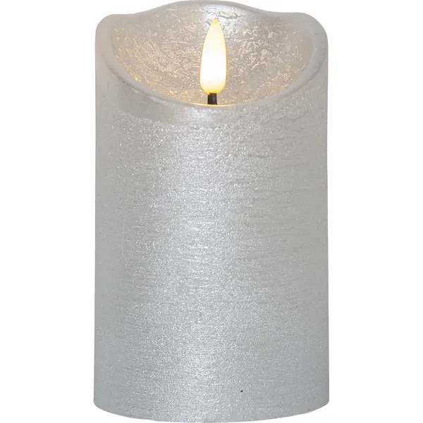 Flamme Rustic LED Blockljus Silver 12 cm