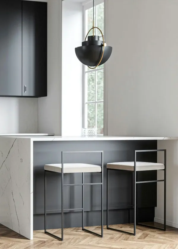 Barstol Med Ryggstöd 80 cm Svart / Beige Sammet
