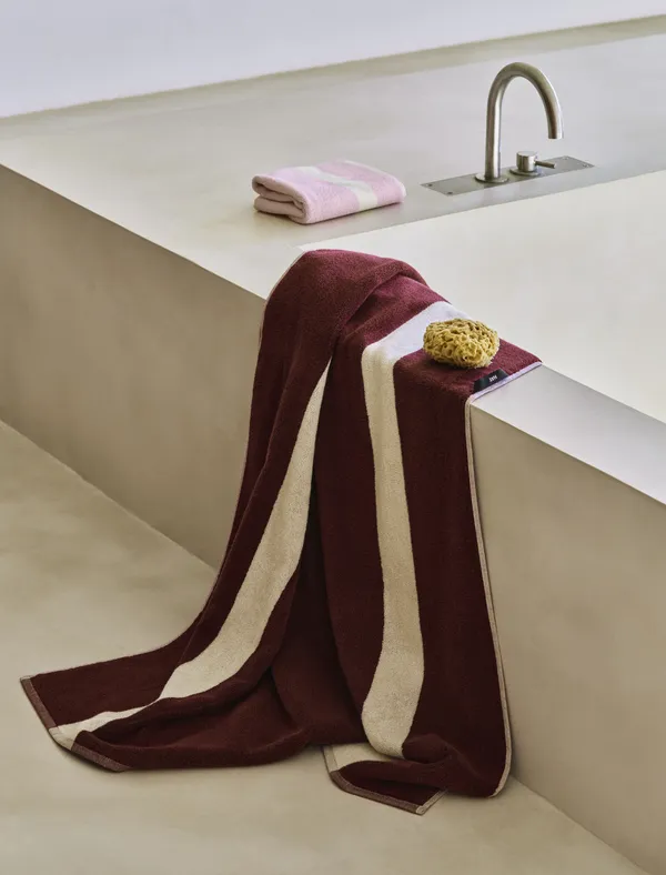 Stripe Bath Towel 100x150 cm Burgundy
