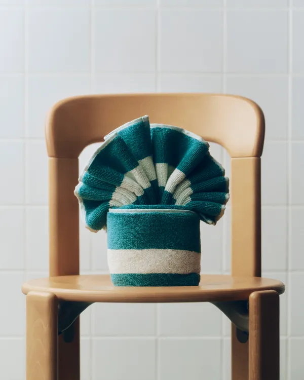 Stripe Towel 40x60 cm Petrol Blue