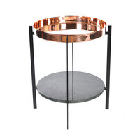 Deck Sidebord Sort Stativ Kobber/Grønn Marmor
