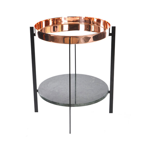 Deck Sidebord Sort Stativ Kobber/Grønn Marmor