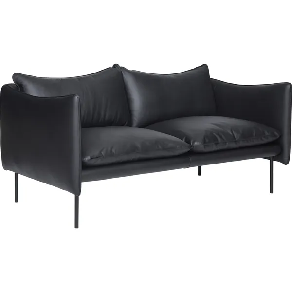 Tiki Sofa 2-seters Svarte Ben / Skinn Elmosoft Svart
