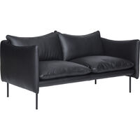 Tiki Sofa 2-seters Svarte Ben / Skinn Elmosoft Svart