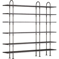 Keen Hyllsystem Med 6 Hyllplan 208 cm Svart Mässing / Svartbrunbetsad Ask