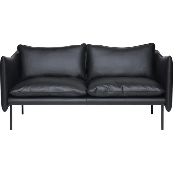 Tiki Sofa 2-seters Svarte Ben / Skinn Elmosoft Svart