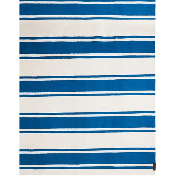 Organic Striped Cotton Rug Matto 70x130 cm Sininen