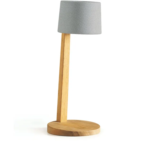 Gaia Bordlampe Bærbar Teak Rubelli Argento