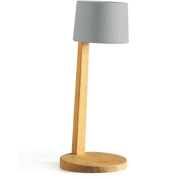 Gaia Bordlampe Bærbar Teak Rubelli Argento