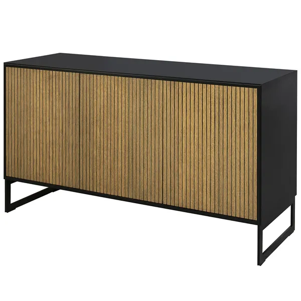 Line Burned Walnut Skänk 3 Dörrar Svart/Svart