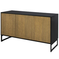 Line Burned Walnut Skänk 3 Dörrar Svart/Svart