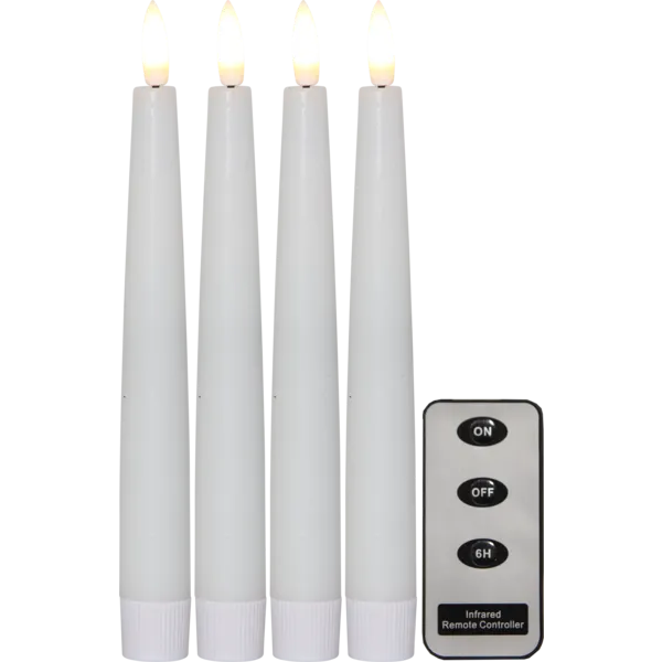 Flamme Slim Antikklys 4-pk Hvit