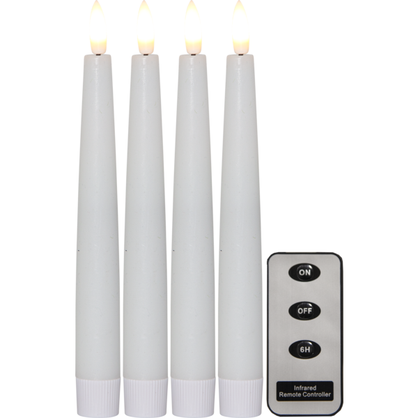 Flamme Slim Antikklys 4-pk Hvit