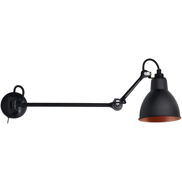 Lampe Gras N°204 L40 SW Væglampe Sort / Kobber