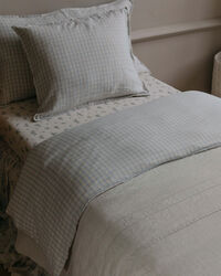 Gingham Sky Blue Muslin Duvet Cover Double 220x240 cm