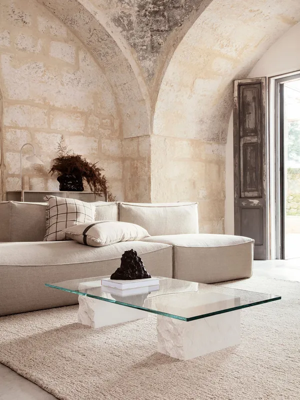 Mineral Sohvapöytä 120x70 cm Bianco Curia Marmori / Lasi