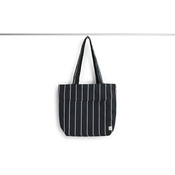 Outdoor Market Tote Bag Medium Black With Beige Stripe